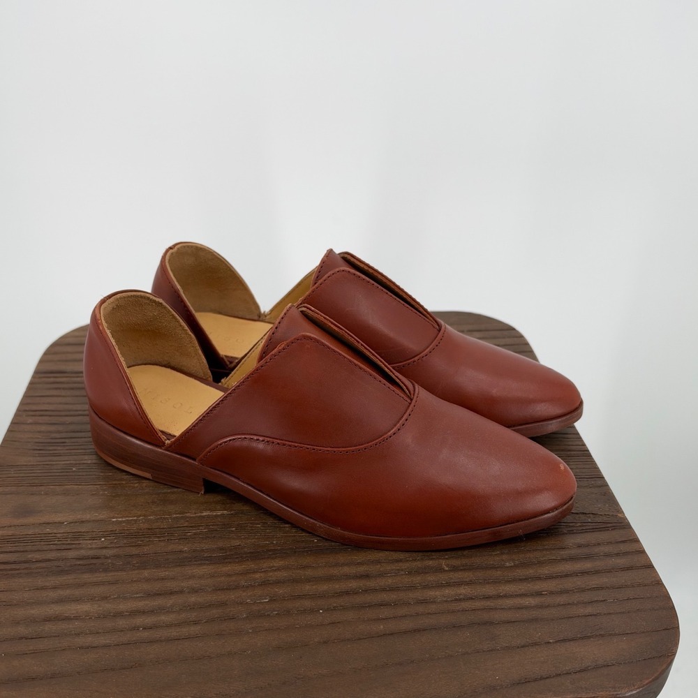 Nisolo Emma dOrsay Oxford Brandy Leather Flats Shoes Size 6